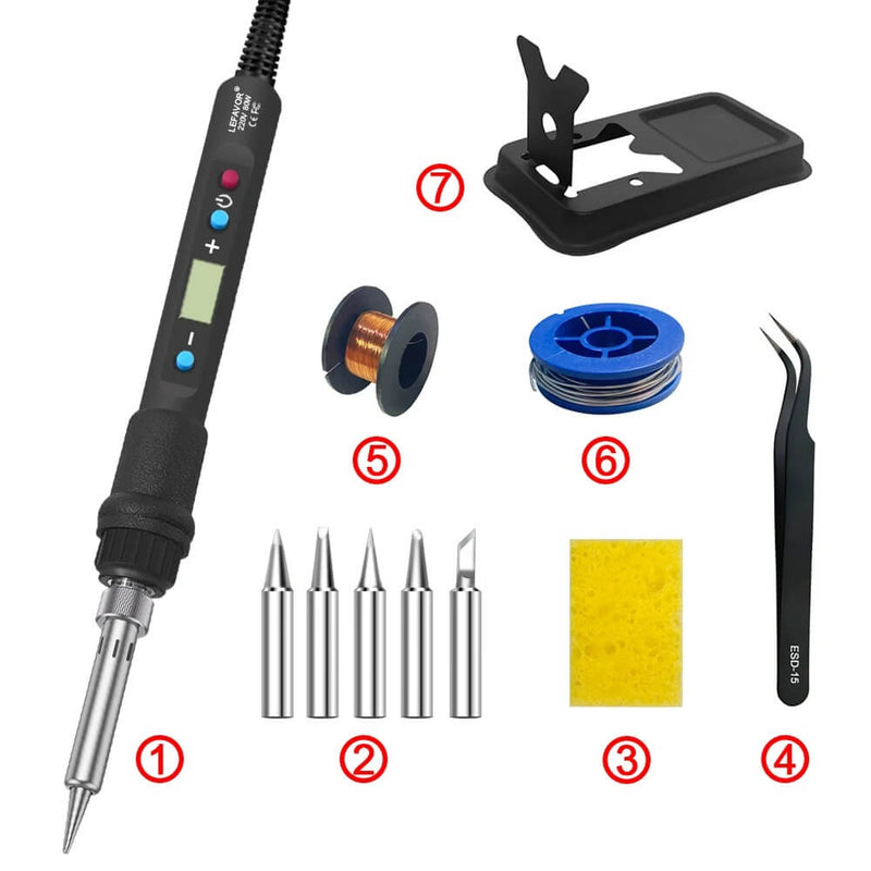 Conjunto de ferro de solda com display digital